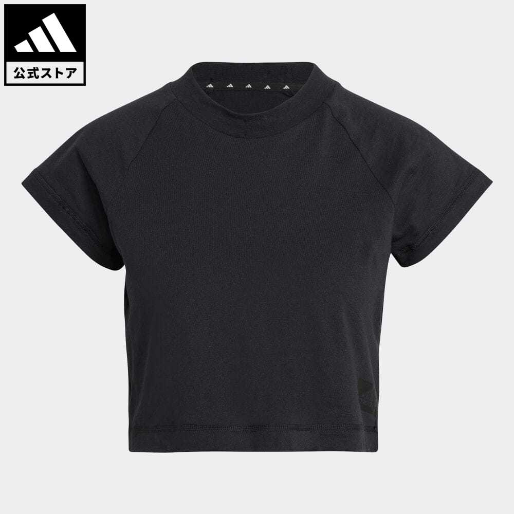 【公式】アディダス adidas 返品可 アディダス スポーツウェア リサイクルコットン クロップトップ / adidas Sportswear Recycled Cotton Crop Top アスレティクス レディース ウェア トップス Tシャツ 黒 ブラック GJ5560 半袖 eoss21ss