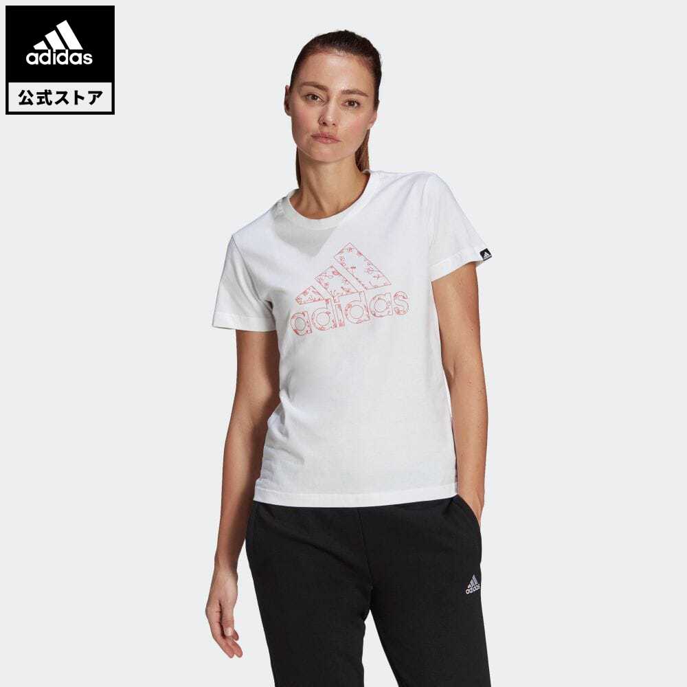 【公式】アディダス adidas 返品可 アウトラインド フローラル グラフィック 半袖Tシャツ / Outlined Floral Graphic Tee レディース ウェア トップス Tシャツ 白 ホワイト GL1031 半袖 eoss21ss