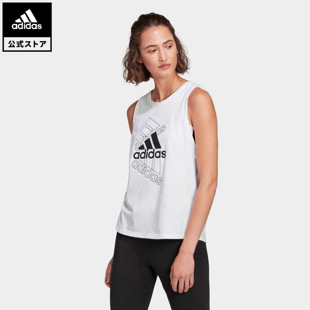 【公式】アディダス adidas 返品可 アディダス エッセンシャルズ スタックド ロゴタンクトップ / adidas Essentials Stacked Logo Tank Top レディース ウェア トップス タンクトップ 白 ホワイト GL1401 walking_jogging トップス eoss21ss