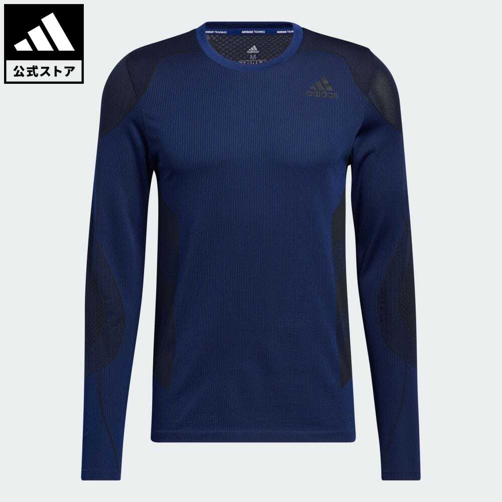 【公式】アディダス adidas 返品可 ジム・トレーニング スタジオ テック テックフィット シームレス 長袖Tシャツ メンズ ウェア・服 トップス Tシャツ 青 ブルー H08745 eoss21fw ロンt