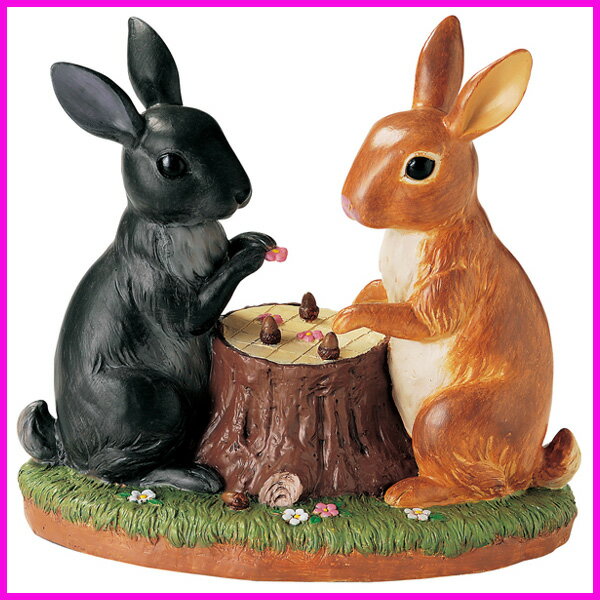 【送料無料】可愛いウサギが切り株でチェスをしているLEDソーラーライトガーデンライト ソーラーライト LED SR-0307