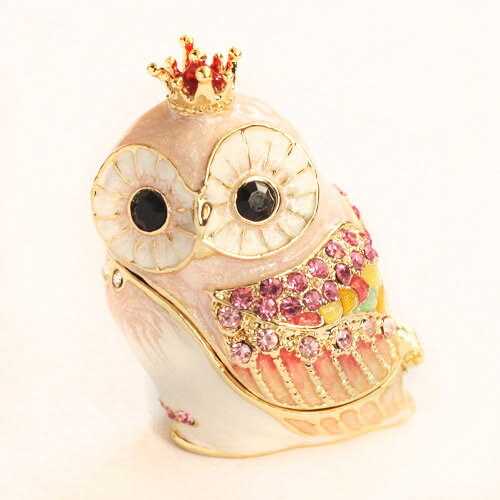 【ジュエリーボックス】ピンククラウンフクロウ ジュエリーボックス EX4381 m0410