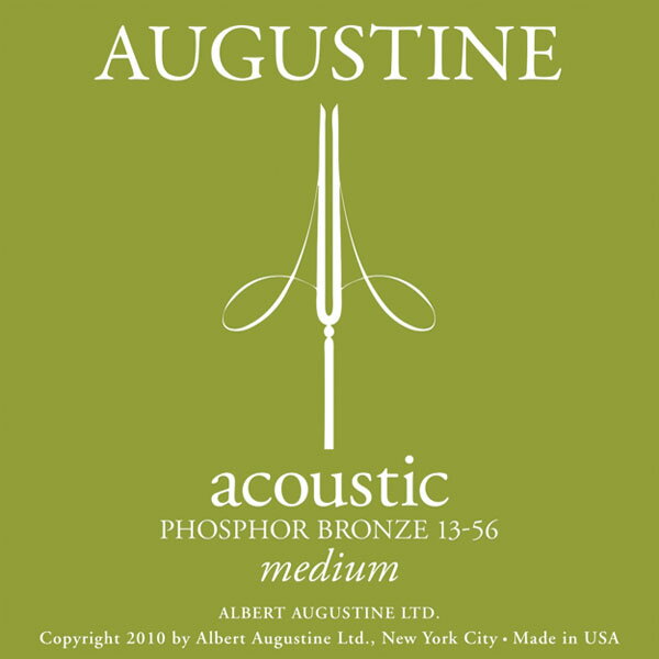 【メール便発送・全国送料無料・代金引換不可】AUGUSTINE/オーガスチン Phosphor Bronze Acoustic Guitar Strings medium×6+高級クロス 老舗弦メーカーの新開発アコギ弦