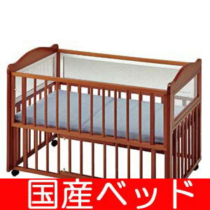 【国産】ネットタイプの添い寝用ベッド♪ハート＆ハート　マット付き中型 添い寝ベッド ブラウン【レンタル15日まで】