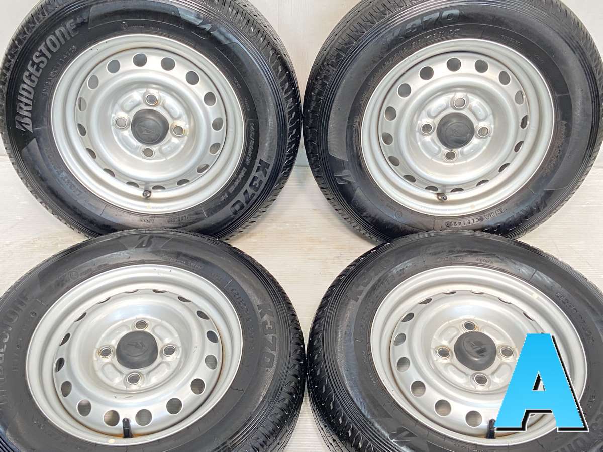 145/80R12 80/78 LT ブリヂストン K370 ダイハツ純正 12x4.0 100-4穴 中古タイヤ サマータイヤ ホイールセット 4本セット