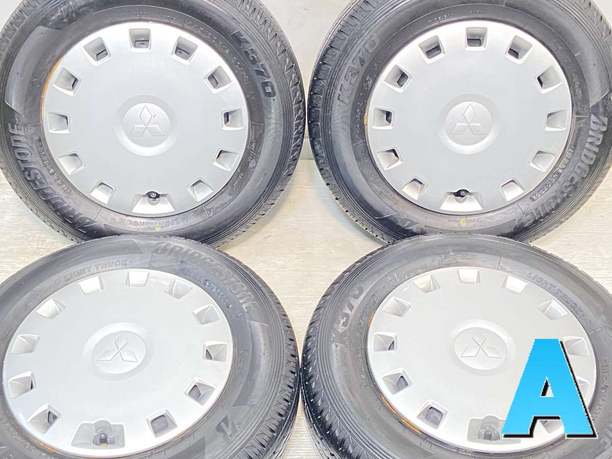 145/80R12 80/78 LT ブリヂストン K370 三菱純正 12x4.0 100-4穴 中古タイヤ サマータイヤ ホイールセット 4本セット