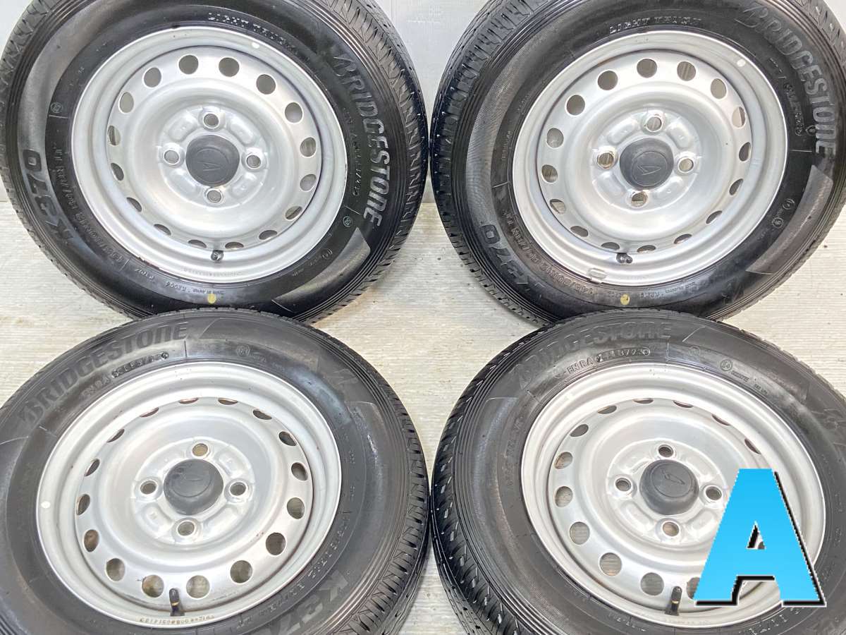 145/80R12 80/78LT ブリヂストン K370 ダイハツ純正 12x4.0 100-4穴 中古タイヤ サマータイヤ ホイールセット 4本セット