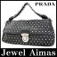【クーポン最大3万円オフ!】【PRADA】プラダ スタッズ チェーン ショルダー BR4344 カーフ レザー シルバー金具 黒 ブラック レディース【中古】【バッグ】