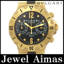 【BVLGARI】ブルガリ ディアゴノ スクーバ SC38G 金無垢 クロノグラフ 200m防水 K18 YG イエローゴールド 黒 ブラック 文字盤 純正ラバーベルト メンズ 自動巻き【中古】【腕時計】