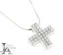 ダイヤモンド 0.28ct クロス 十字架 ネックレス PT850/PT950 プラチナ <スライド式アジャスター付>【中古】【ジュエリー】MEM