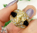 オニキス ダイヤモンド 1.28ct イエローダイヤモンド 0.97ct 菱形 幅広デザイン リング 16号 K18YG イエローゴールド【中古】【ジュエリー】MEJZ