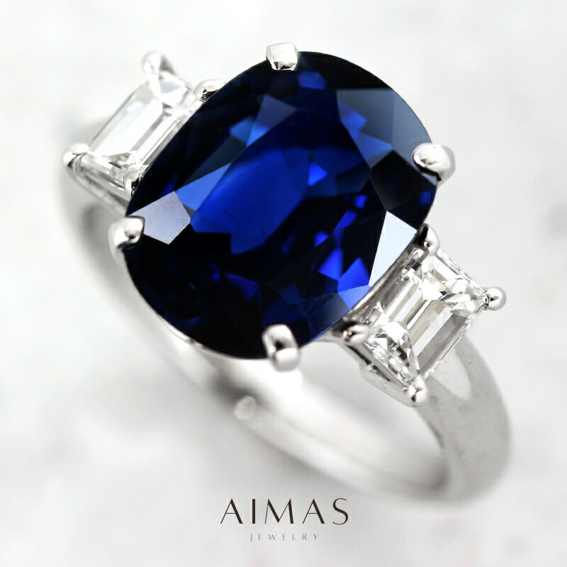 ロイヤルブルーサファイア 3.77ct リング 11.5号 PT900 プラチナ 指輪 サファイヤ ダイヤモンド オーバル 楕円 サイドメレ ラージメレ シンプル ユニセックス 男女兼用 目立つ 3ctアップ 9月誕生石 ＜鑑別書＞【中古】【ジュエリー】【送料無料】RLM.MA