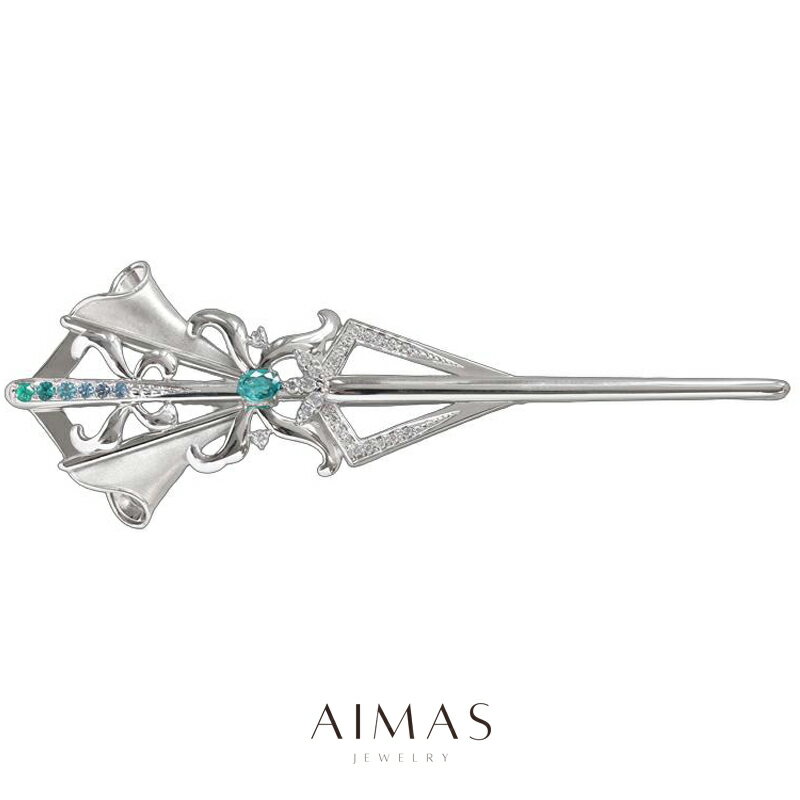 ブラジル産パライバトルマリン 0.43ct ブローチ/ペンダントトップ PT900 プラチナ ペントップ ダイヤモンド オーバル 剣 男女兼用 ユニセックス 2WAY 目立つ 産地証明 10月誕生石 ＜鑑別書＞ 希少石 レアストーン【中古】【ジュエリー】【送料無料】RLB.MA