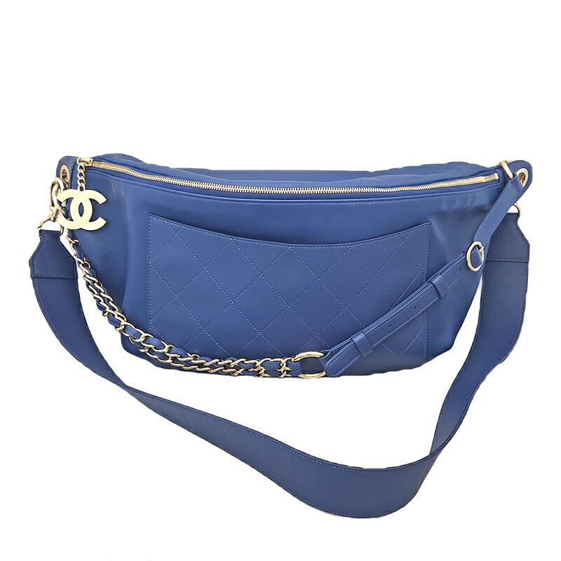 【CHANEL】シャネル ファレルウィリアムズ cc ウエストバッグ カプセルコレクション 26番台 ブルー チェーンストラップ ココマーク ゴールド金具 【中古】【送料無料】 RLL.TM Pharrell Williams