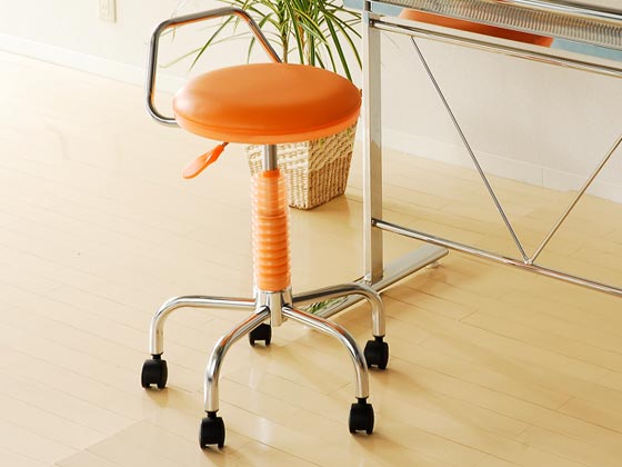 【送料無料】カウンターチェア バーチェア 昇降式椅子 チェアー イスキャスター付き シンプル バーチェアー オレンジ
