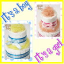 ★プロフェッショナルオムツケーキ★「It's a boy！」「It's a girl！」のメッセージリボンがキュートな2段おむつケーキ♪2段おむつケーキ[イッツアボーイ＆ガール]02P26jul10