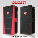 DUCATI ドゥカティ 公式ライセンス品 iPhone7Plusケース 手帳型 本革 アイフォン7プラスケース レザー ブラック レッド シンプル メンズ ブランド 7Plusカバー カード収納 カードホルダー ドゥカティのロゴがかっこいい アイフォンケース アイフォンカバー【送料無料】