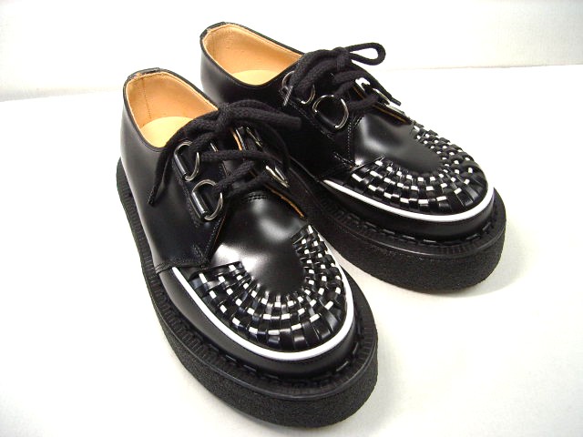 GEORGE COX ジョージコックス 3588 BLACK LEATHER WHITE INTERLACE (BLACK SOLE)