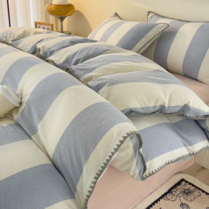 送料無料 布団カバーセット 綿100 シングル ストライプ 無地 4点セット おしゃれ 布団カバー セット 綿100% コットン100 高品質 ふわふわ シンプル 掛け布団カバー 暖かい 冬用 春秋用 布団用 敷き布団カバー 枕カバー ラットシーツ ボックスシーツ インテリア 新生活