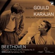 グールド（p）カラヤン＆ベルリン・フィル　CD【ベートーヴェン：ピアノ協奏曲第3番、シベリウス：交響曲第5番】