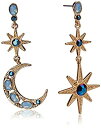 【中古】【輸入品・未使用】[ベッツィ・ジョンソン]Betsey Johnson Mystic Baroque Queens Blue and Gold Moon and Star Drop Earrings ジュエリー [並行輸入品]