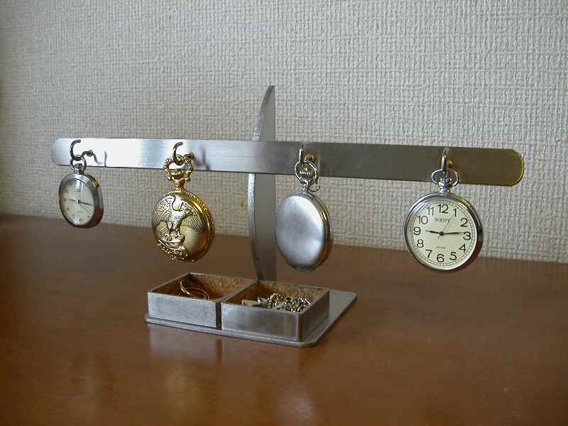 角トレイ4本掛け懐中時計スタンド★懐中時計ケースお気に入りの懐中時計を飾る