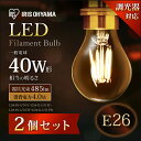 【あす楽】【2個セット】LEDフィラメント電球 E26 40W 調光 昼白色・電球色(485lm) クリア・乳白 LDA4N-G/D-FC【送料無料】密閉型器具対応 アイリスオーヤマ モダン 北欧 レトロ ヴィンテージ 西海岸 インテリア【★2】