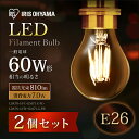 【2個セット】LEDフィラメント電球 E26 60W 非調光 昼白色・電球色(810lm) クリア・乳白 LDA7N-G-FC【送料無料】密閉型器具対応 アイリスオーヤマ モダン 北欧 レトロ ヴィンテージ 西海岸 インテリア【★2】【あす楽対応】