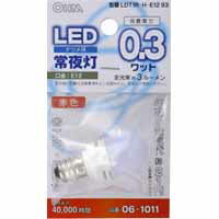 【オーム電機(OHM)】LED電球 0.3W E12口金 赤色 LDT1R-H-E12 93