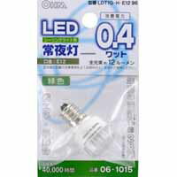 【オーム電機(OHM)】LED電球 0.4W E12口金 緑色 LDT1G-H-E12 96