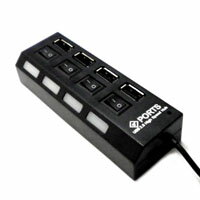 【コンセント型】USBハブ 4ポート 独立スイッチ付(ブラック)