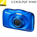 ニコン コンパクトデジタルカメラ COOLPIX W100 COOLPIX-W100-BL ブルー コンデジ【送料無料】【KK9N0D18P】