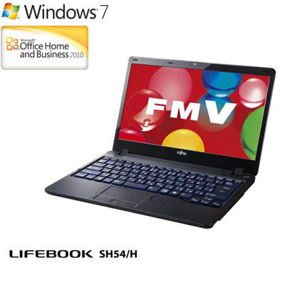 富士通 ノートパソコン FMV LIFEBOOK SH SH54/H 13.3型 FMVS54HB シャイニーブラック 2012年夏モデル【送料無料】