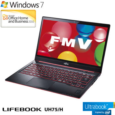 富士通 ウルトラブック ノートパソコン FMV LIFEBOOK UH UH75/H 14型 FMVU75HR サテンレッド 2012年夏モデル【送料無料】【Aug08P3】