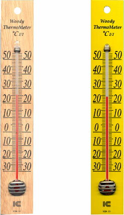 《2点セット》シンプルな木製温度計（寒暖計）サーモ105（壁掛）【郵送可￥250】-30℃〜50℃まで計測