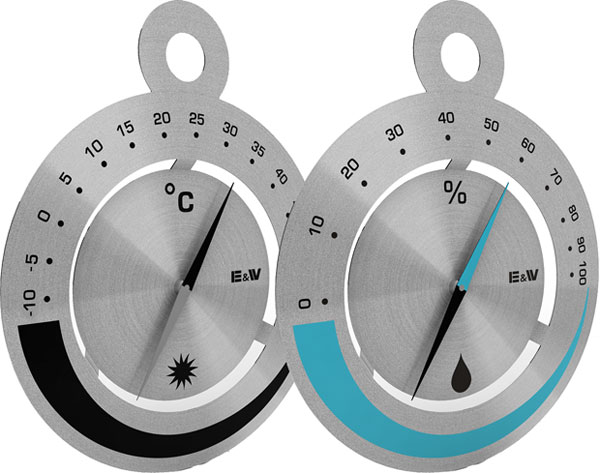 温湿度計：E＆W温度計・湿度計セットEW-7326（壁掛）【郵送可￥250】【楽ギフ_包装】シンプルなデザインの壁掛け温湿度計！