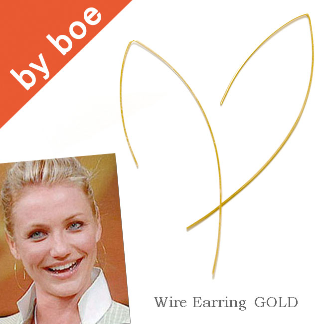 【送料無料】SALE By Boe バイボーワイヤー ピアス キャメロン ディアス愛用 Wire Earring GOLD イニシャルネックレス リボンリング ブレスレットも人気♪レビューを書いてメール便送料無料！【SBZcou1208】05P123Aug12