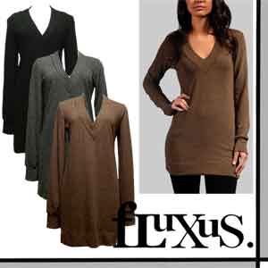 【送料無料】二コール・リッチー愛用Fluxus フルクサス fLuXing フラクシングV Neck TUESDAY TUNIC Vネック ロングチュニック 雑誌掲載 レビューを書いて送料無料【SBZcou1208】05P123Aug12