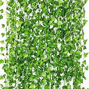 12本 2M フェイクグリーン 人工観葉植物 アイビー 造花 藤 壁掛け 葉 グリーン インテリア 飾り ホーム オフィス ベランダ ガーデン 吊り 人工観葉植物 パーティー 装飾植物