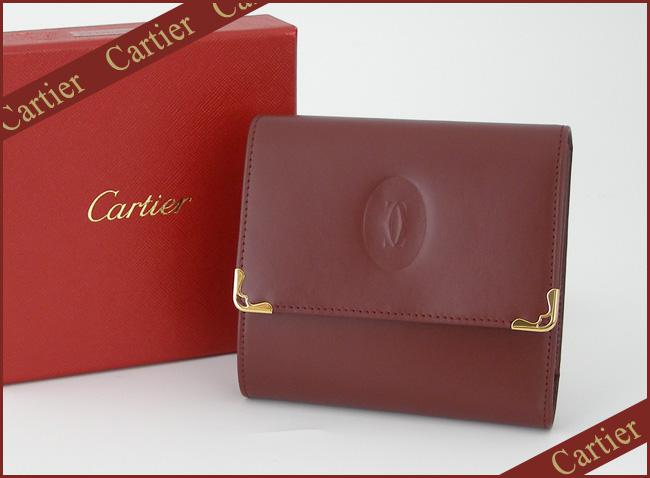 【紙袋付属は当店だけ！送料無料】 Cartier カルティエ 財布 マストライン ボルドー(ダークレッド) 3つ折財布 L3000714 【ギフトカードプレゼント対象】