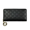 グッチ GUCCI 長財布 ラウンドファスナー シグネチャー GGレザー グッチシマ ブラック 409342 CWC1G 1000