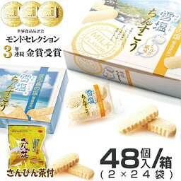 【 さんぴん茶 付き】 ちんすこう 雪塩 48個 沖縄 お土産 お菓子 送料無料 南風堂 琉球 銘菓 定番お土産 沖縄土産 おみやげ 24x2袋