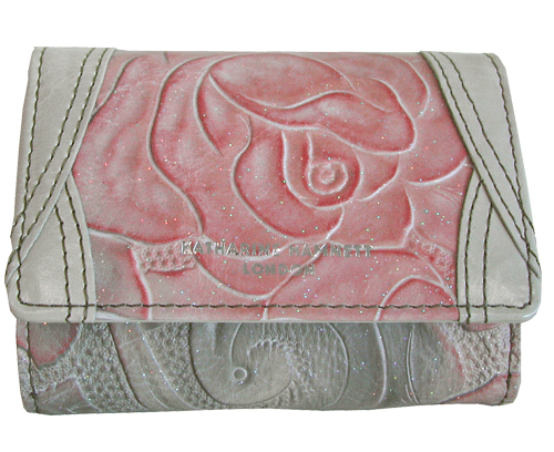 【送料・代引 無料!!】KATHARINE HAMNETT 三つ折財布　BOX小銭入れ　キャサリンハムネット80-5-6133-ピンク