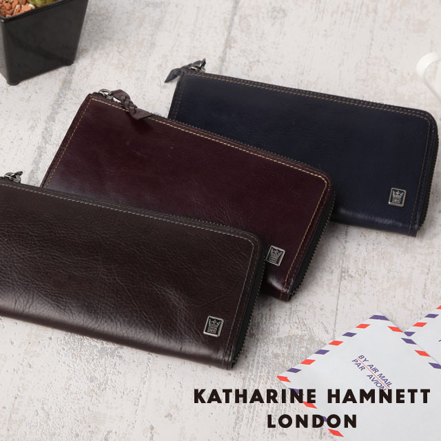 あす楽対応 KATHARINE HAMNETT キャサリンハムネット [Royal] ラウンドファスナー 長財布 490-52055 【ブランド】【革】【メンズ】【レディース】【送料無料】