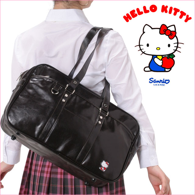 HELLO KITTY [ハローキティ] 合皮スクールバッグ 6870 (6859) 【あす楽対応】【送料無料】【人気　ブランド】【スクバ】【サンリオ】【通学】スクールバッグ 合皮 キティ 2012年新作！かわいいキティの刺繍と内装！あす楽対応、送料無料！ ブラック ブラウン レディース 中学 高校