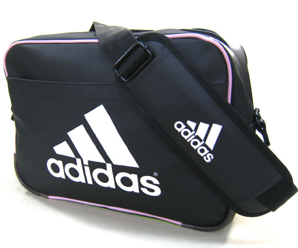【SALE】adidas　スポーツバッグ （中）　幅41cm　アディダス ショルダーバッグ 21372-14 ブラック／ピンクロゴ