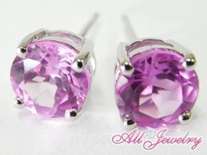 Lab ピンクサファイア・6mm一粒 ピアス （Lab Pink Sapphire Pierce）