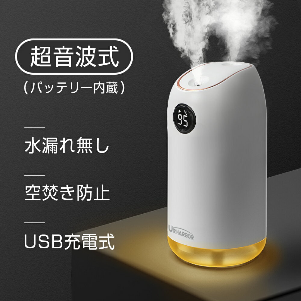 ★楽天1位獲得★【ダブルノズル】【充電式2000mAh】 加湿器 卓上 超音波式 次亜塩素酸水対応 大容量500ml コードレス 卓上加湿器 車載加湿器 LEDライト 超静音設計 オフィス 子供部屋 花粉対策に 乾燥防止 空焚き防止 小型 持ち運び便利 送料無料