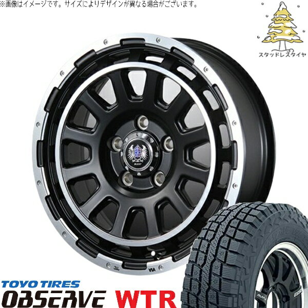 パジェロミニ 185/85R16 スタッドレスタイヤ ホイール 4本セット 新品 | トーヨータイヤ (TOYO TIRE) オブザーブ W/T-R × ブレスト (BLEST) バーンズテック DH-ストリーム セミグロスブラック 16インチ 7J +35 5穴114.3