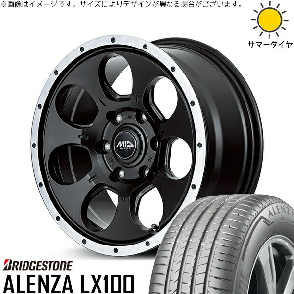 パジェロミニ 175/80R16 サマータイヤ ホイール 4本セット 新品 | ブリヂストン (BRIDGESTONE) アレンザ LX100 (ALENZA LX100) × エムアイディー (MID) MIDホイール WO-7 セミグロスブラックフランジDC 16インチ 7J +40 5穴114.3